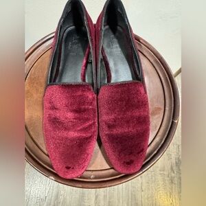Ann Taylor LOFT Outlet burgundy velvet loafers 6m classic designer old money EUC